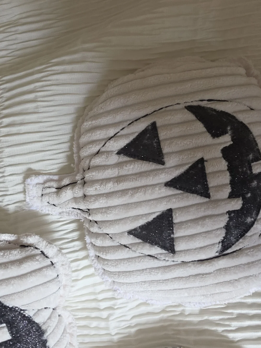 White Pumpkin Jack-O'-Lantern Throw Pillow Set - Seasonal Accent